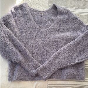 Free People Soft Lilac V-Neck Sweater